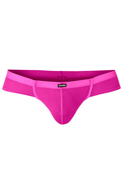 Pinker Männer Brief Slip mit breitem Bund Netz transparent Mikrofaser Neon leuchtend elastisch