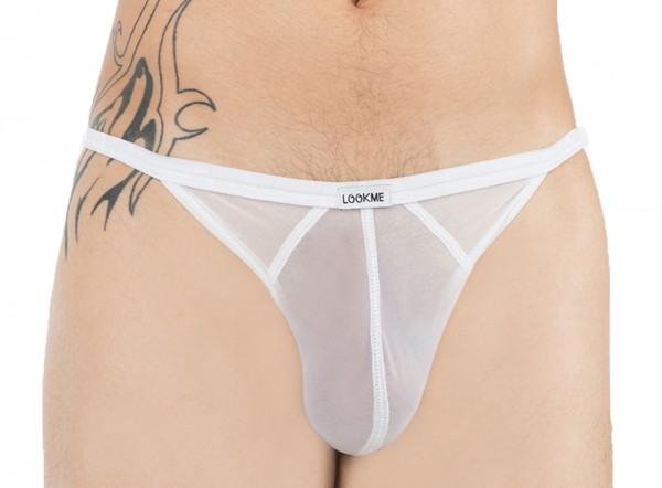 Herren Dessous String Tanga weiß transparent aus Tüll weich dehnbar Männer Slip