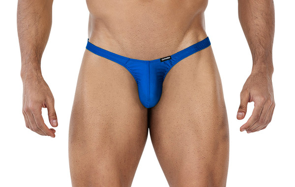 Blauer Männer Thong String Brazilian blickdicht elastisch Slip mit geformten Suspensorium
