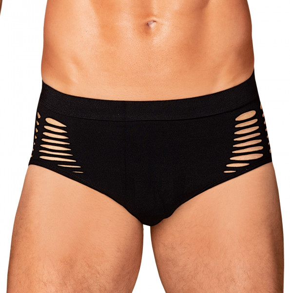 Netz Panty Schwarz mit Löchern sexy Boxershorts Männer Slip mit Ausschnitte Multistretch-Netz elasti