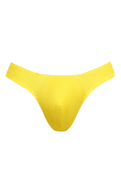 Herren String gelb blickdicht elastisch Männer Slip mit Gummibund