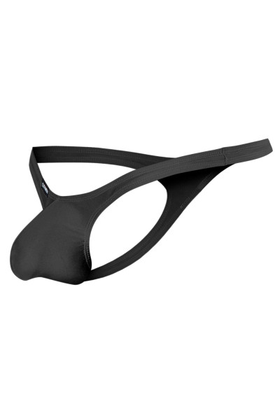 Schwarzer Low Rise Herren String knapp elastisch mit Suspensorium