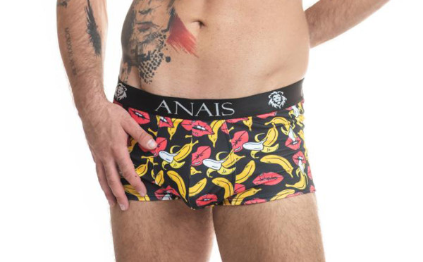 Herren Dessous Boxer Shorts mit Bananen Kussmund Print und breitem Gummibund