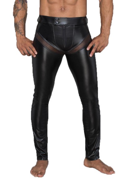 Herren Wetlook-Longpants schwarz mit Einsätzen und Taschen aus Netzmaterial lange Männer Gogo und fe