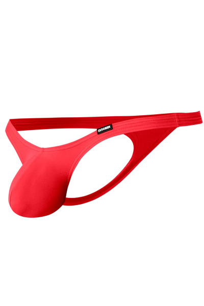 Roter Herren String tief geschnitten blickdichter weicher Männer Tanga mit Suspensorium Scharlachrot