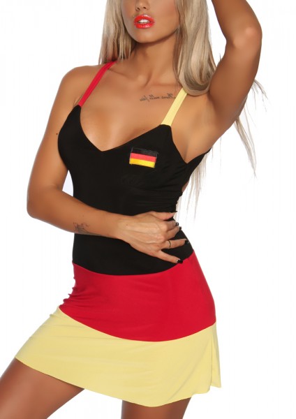 Deutschland Minikleid Damen schwarz-rot-gold Oberteil Kleid Fussball Outfit Fan