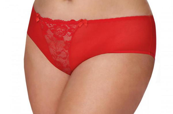 Damen Plus Size Knickers Slip mit Spitze transparent rot Frauen Höschen elastisch