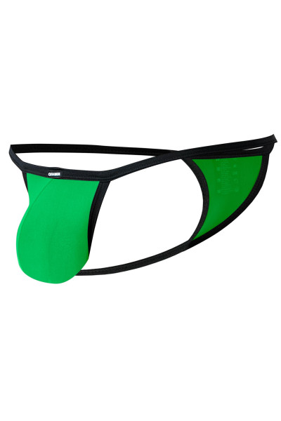 Grüner Mini Tanga Männer Netz Neon elastisch transparent kurz