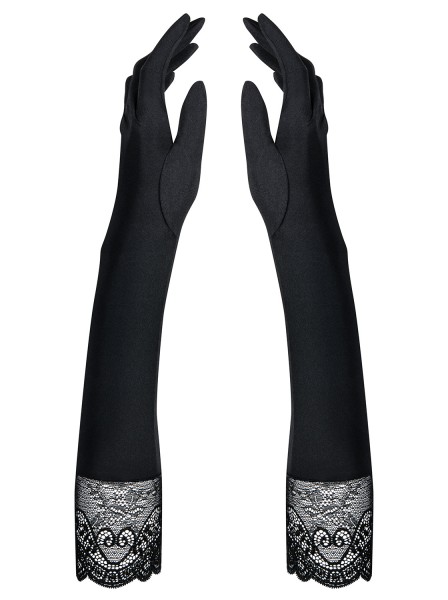 Erotische Damen Handschuhe Spitzenhandschuhe schwarz lang elastisch hochwertig OneSize