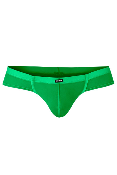 Grüner Männer Brief Slip mit breitem Bund Netz transparent Mikrofaser Neon leuchtend elastisch