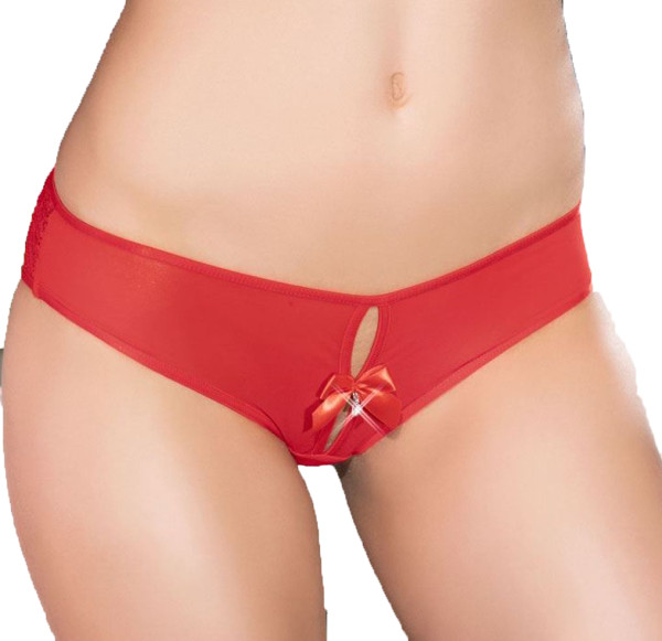 Spitzen Panty rot mit Riemchen sexy Tüll Frauen Slip mit Spitzensaum Multistretch-Spitzen elastisch
