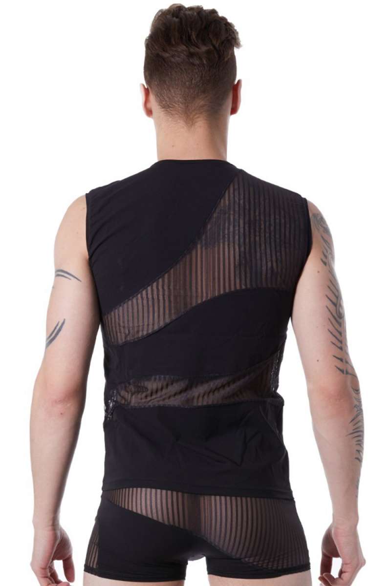 Herren TShirt schwarz, Männer Shirt Hemd transparent, elastisch sexy erotisch Unterwäsche