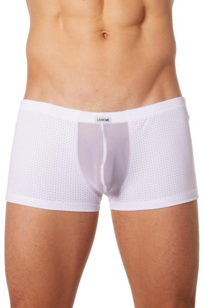 Weißer Herren Boxer Short aus Tüll Material Männer Unterwäsche Slip mit Muster dehnbar