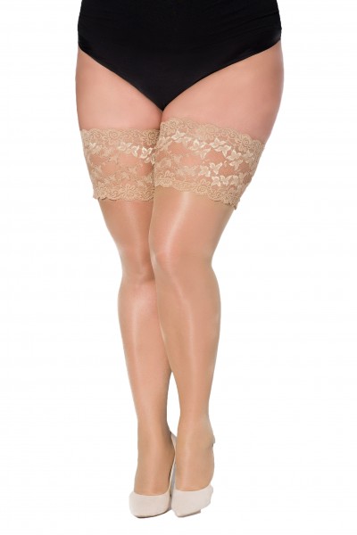 Halterlose Damen Dessous Strümpfe Stockings XXL Size Plus Größe mit Spitze und Silikonstreifen
