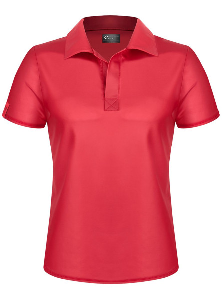 Herren T-Shirt Wetlook mit Umlegekragen matt Stehkragen Poloshirt Ärmel rot