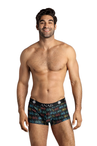Herren Boxer Shorts aus glattem blickdichtem Mikrofaser Stoff mit Fahrrad Print und breitem Gummibun