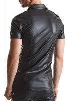 Vorschau: Herren wetlook Hemd schwarz mit Stehkragen und Druckknöpfen Männder Slim Fit Hemd Vorschau: Herren wetlook Hemd schwarz mit Stehkragen und Druckknöpfen Männder Slim Fit Hemd