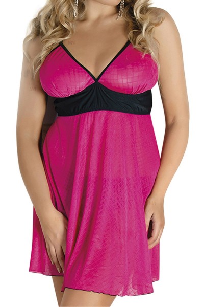 Pinkes Damen Dessous Set Chemise Nachtkleid mit Slip geschöitzt und dehnbar