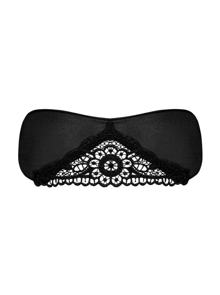 Schwarze Damen Augenmaske aus Satin mit Spitzenmuster zum binden Augenbinde