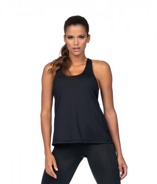 Damen Sport Shirt Fitness Top Tanktop in schwarz, Material weich und elastisch Frauen Trainingsshirt