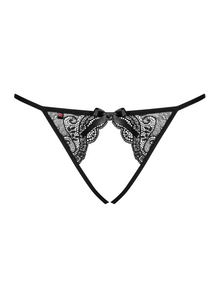 Damen Dessous Panties Slip mit Spitze transparent Höschen elastisch ouvert in schwarz