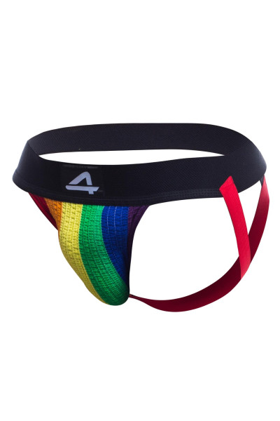 Bunter Herren Jockstrap Männer Slip in Rogenbogen Frabe mit Gummibund elastisch pofrei