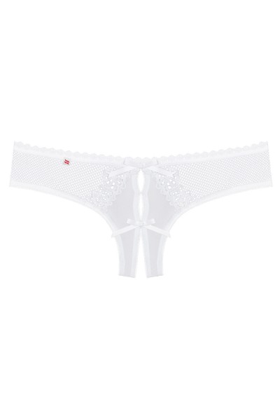 Damen String Thong in weiß mit Spitze erotisch elastisch transparent Dessous Slip Höschen ouvert-Cop