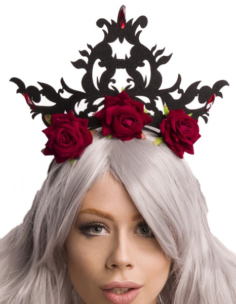 Schwarzer Damen Rosen Kopfschmuck Krone Blumen mit Filz 3 Rosen Abendmode Verkleidung Fascinator