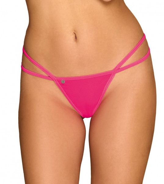 Frauen Dessous String Slip erotisch transparent in Pink Riemchen in Po Ausschnitt Ketten Slip Damen