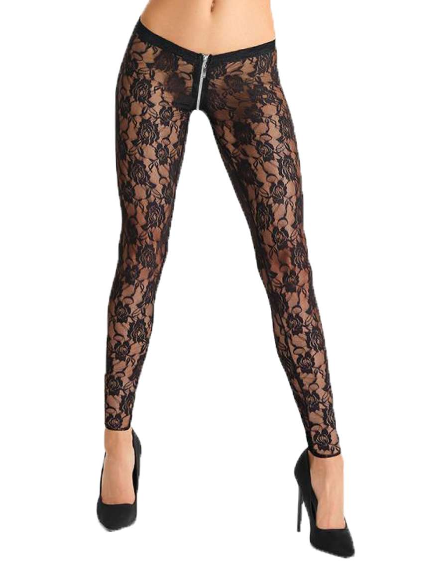 Leggings, gefertigt aus dehnbarer Spitze-Material, mit oberen Gummibund