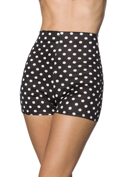 Schwarze enge Shorts mit weiße Punkten enge High Waist-hose mit Nahtreißverschluss Hotpants