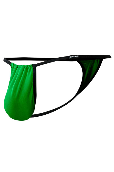 Grüner Herren String blickdicht elastisch Männer Slip knapp geschnitten