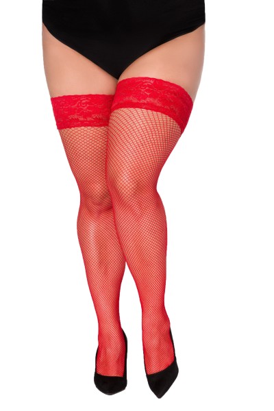 Halterlose Damen Dessous Strümpfe Stockings XXL Size Plus Größe mit Spitze und Silikonstreifen