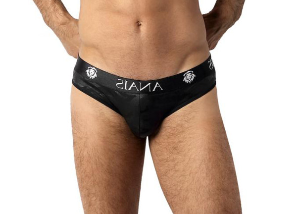 Herren Slip in schwarz aus blickdichtem Stoff mit camouflage Print Männer Pants mit Tarn Muster