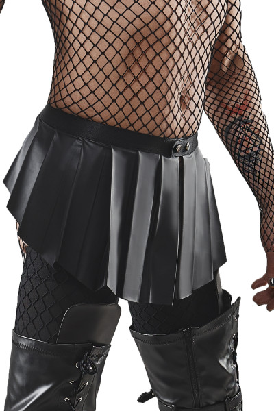 Kurzer schwarzer Rock Herren Crossdresser mit Druckknöpfe und Reißverschluss auf der Seite pofrei