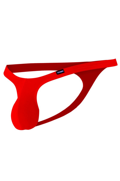 Roter Micro Thong aus Netzmaterial Männer String durchsichtig elastisch knapper Herren Slip