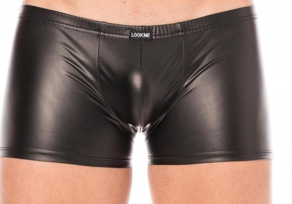 Schwarze Herren Wetlook Boxer Shorts in schwarz elastisch