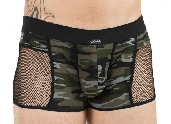 Herren Dessous Boxer Short camouflage mit Netzeinsatz weich dehnbar Männer Slip Pant Army Military