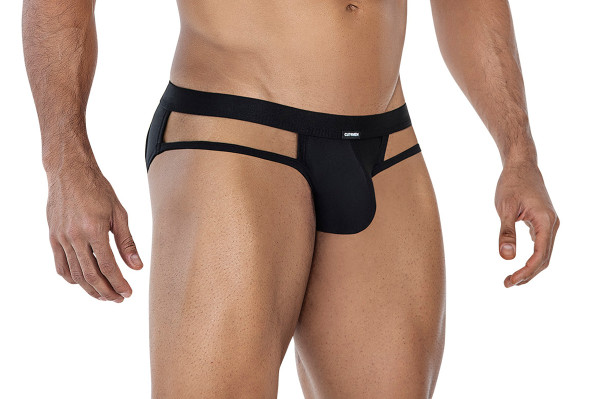 Schwarzer Herren Jockstrap Slip pofrei mit Suspensorium elastisch
