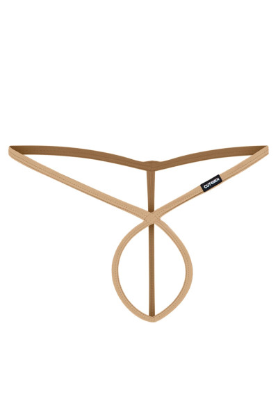 Beiger knapper Herren String ouvert Slip aus Bänder komplett offen elastisch