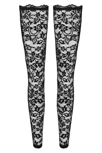 Transparente Damen Dessous Stockings mit Blumenmuster selbsttragende Spitzenstrümpfe mit Silikonband