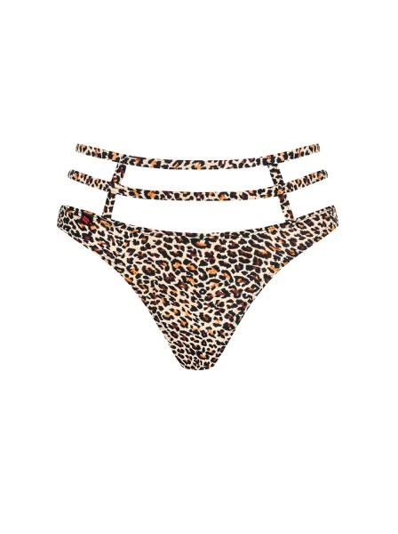 String Leo mit Riemchen Stretch Zierringe Strass Frauen Slip mit Leopardmuster elastisch transparent