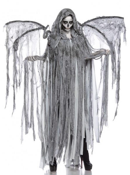 Damen Cosplay Todesengel Fantasy Kostüm Overall Verkleidung aus Fransencape, Flügel lange Fransen in