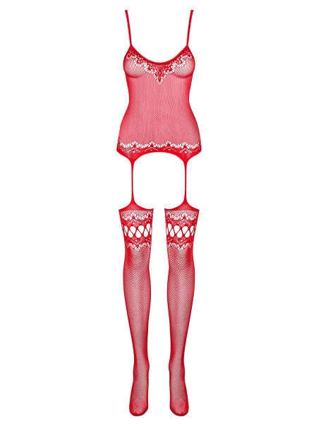 Erotischer transparenter Damen Dessous Bodystocking aus Top und Strümpfe Netzbody elastisch OneSize