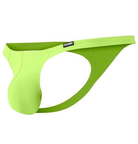 Gelber Herren Brazilian Thong String Neon durchsichtiges Netzmaterial knapp geschnitten