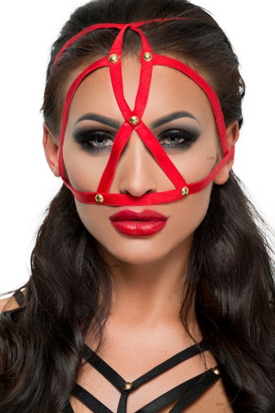 Rote Kopfmaske Kostüm Verkleidung Fetisch Maske BDSM Gummi dehnbar OneSize